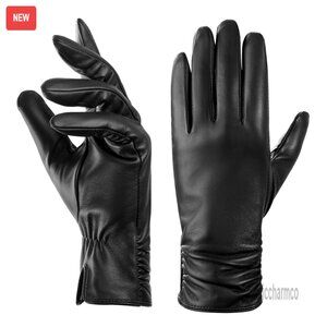 Women's Leather Gloves Cashmere Lined Touchscreen Driving Winter Warm